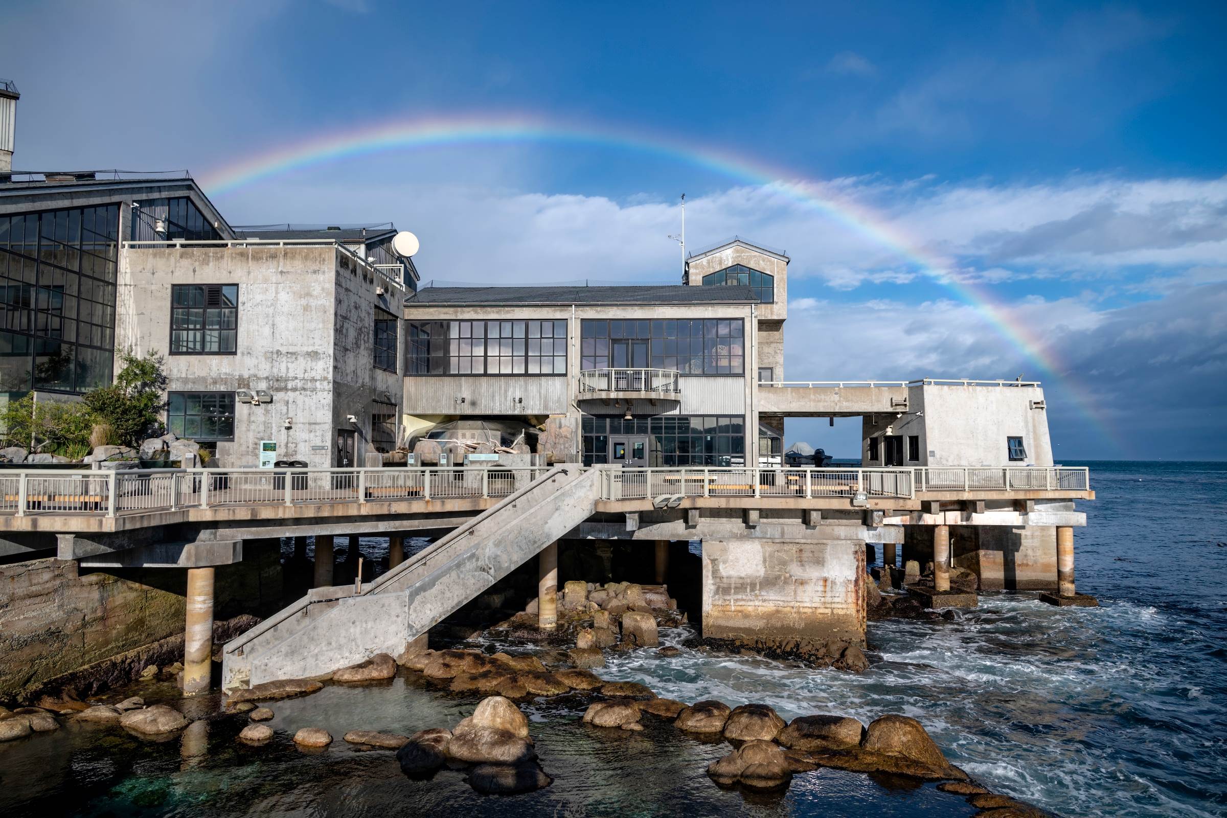 Exterior view - Tr20 0026   Rainbow Over The Monterey Bay Aquarium During Stormy Weather. Monterey Bay Aquarium
